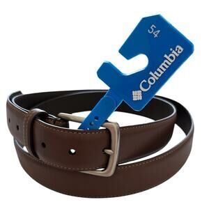 Columbia Synthetic Leather Top Leather Lining Belt 54 Brown NWT 17C002L4